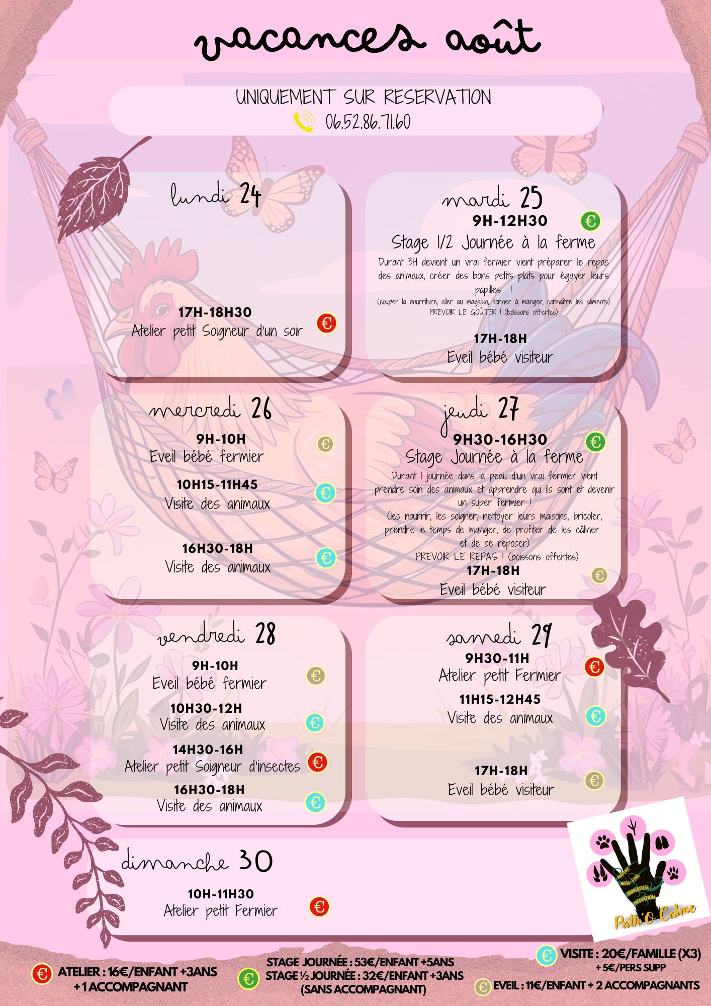Planning de la semaine du 24 au 30 août